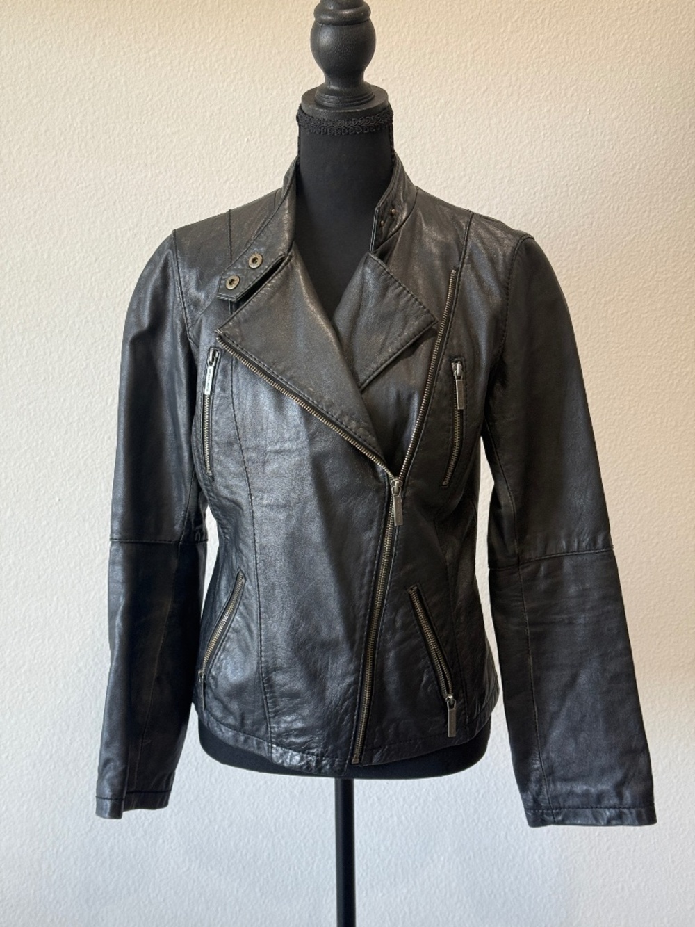 Michael Kors black leather moto jacket